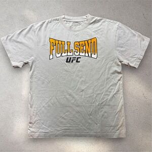 Full Send UFC Mens Grey Graphic T-Shirt Large Nelk Boys MMA Short Sleeve Tee